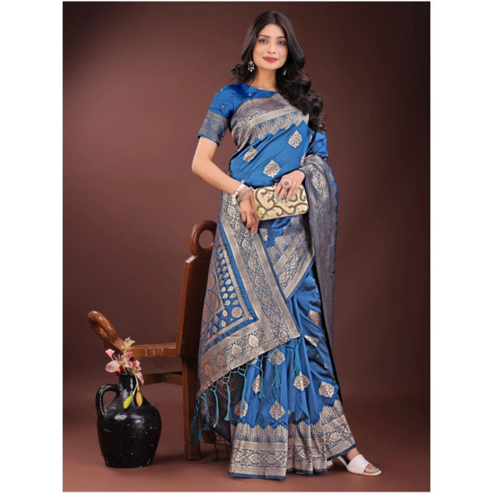 Silk Printed Saree With Unstitched Blouse 5.5Mtr (Magenta)