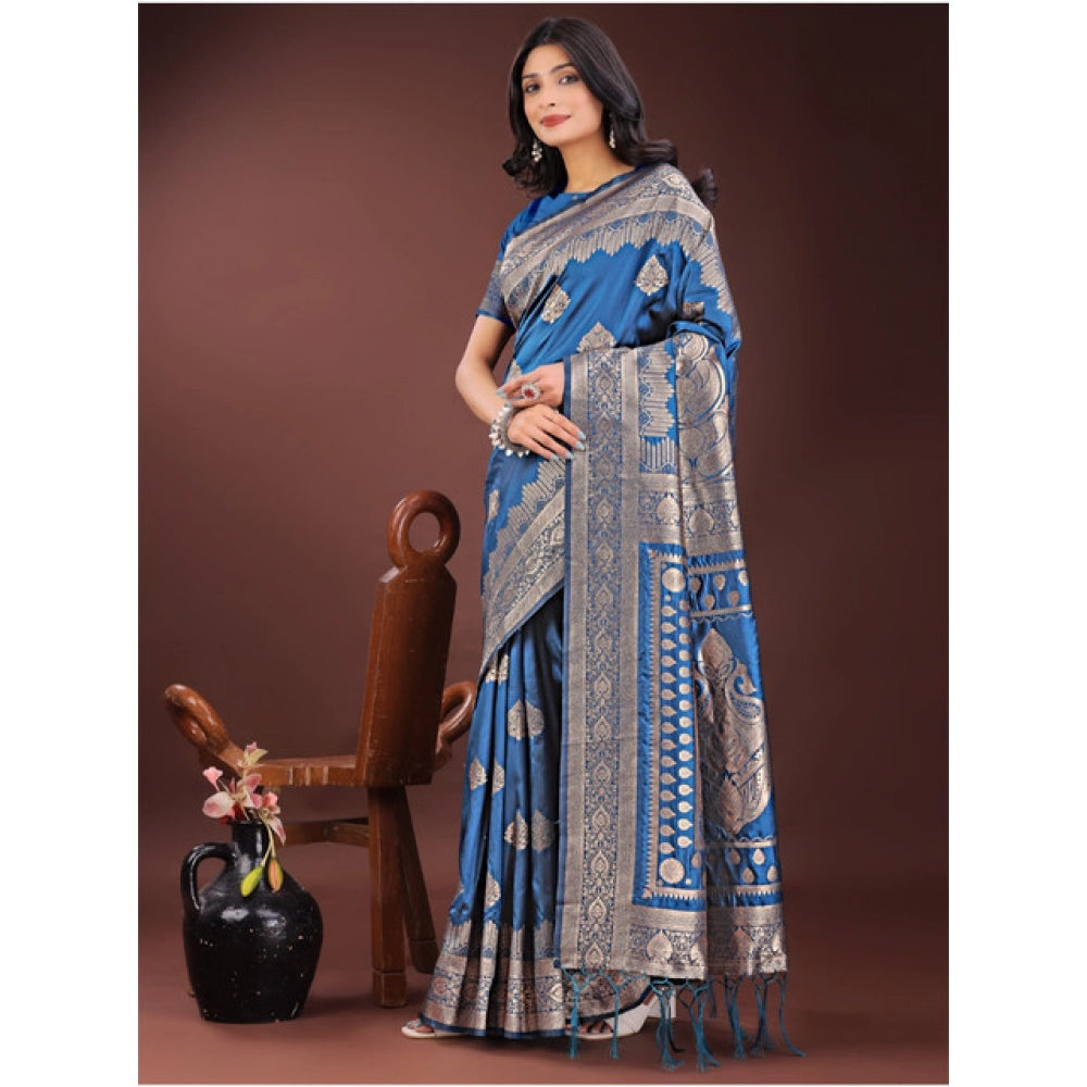 Silk Printed Saree With Unstitched Blouse 5.5Mtr (Magenta)