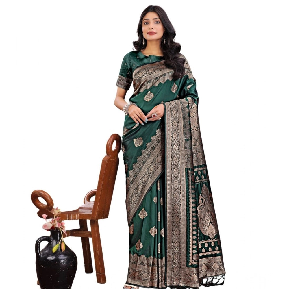 Silk Printed Saree With Unstitched Blouse 5.5Mtr (Magenta)