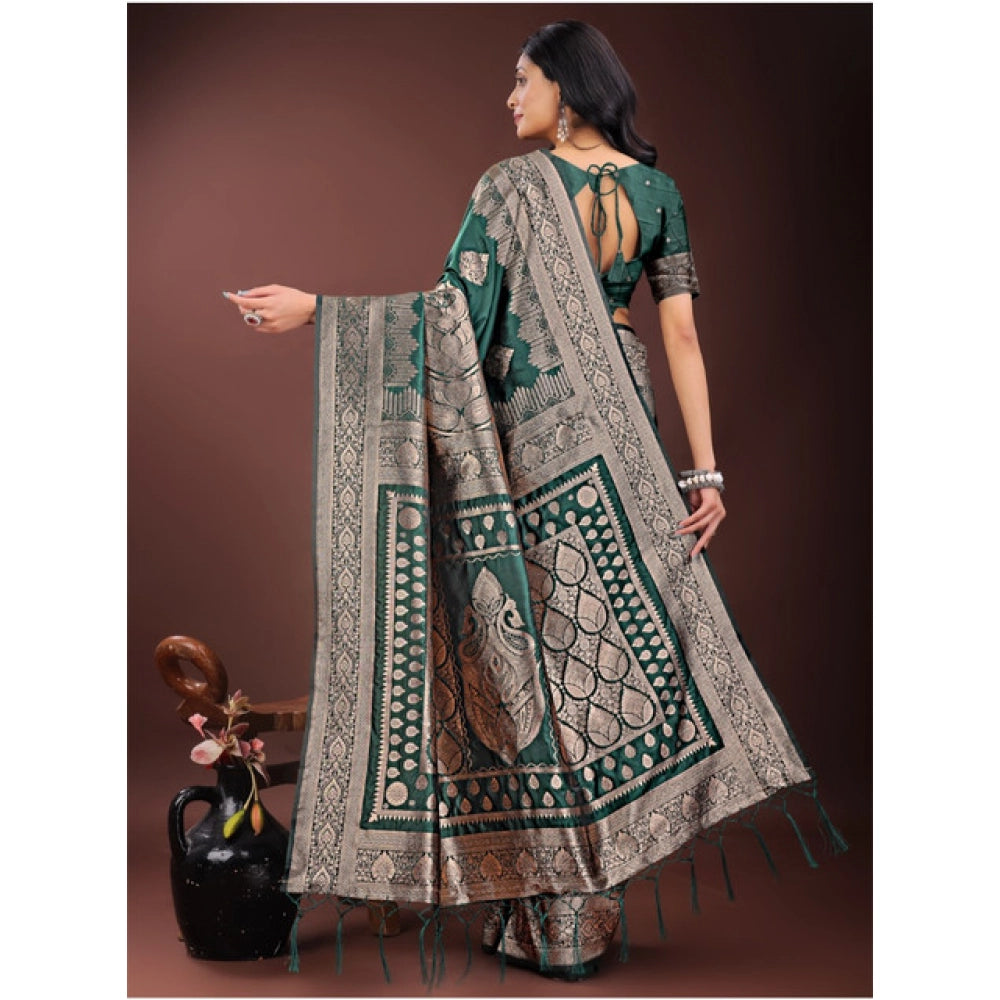 Silk Printed Saree With Unstitched Blouse 5.5Mtr (Magenta)
