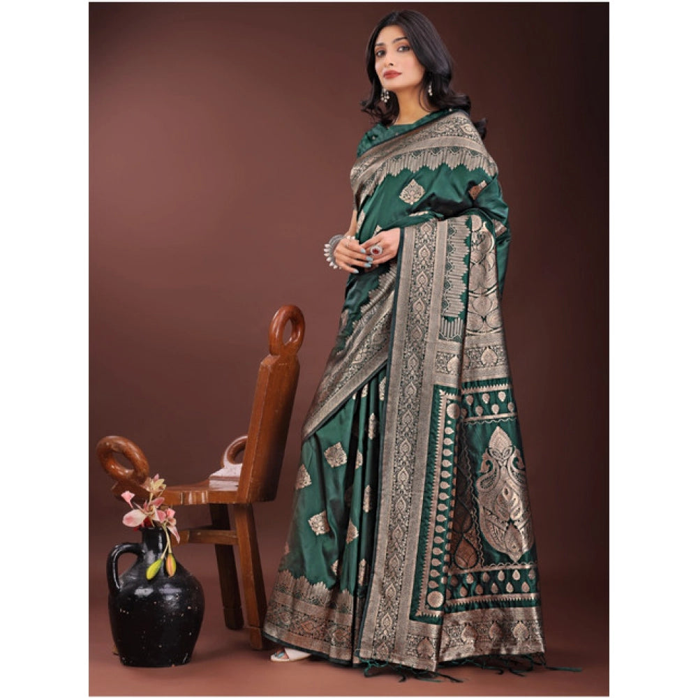 Silk Printed Saree With Unstitched Blouse 5.5Mtr (Magenta)