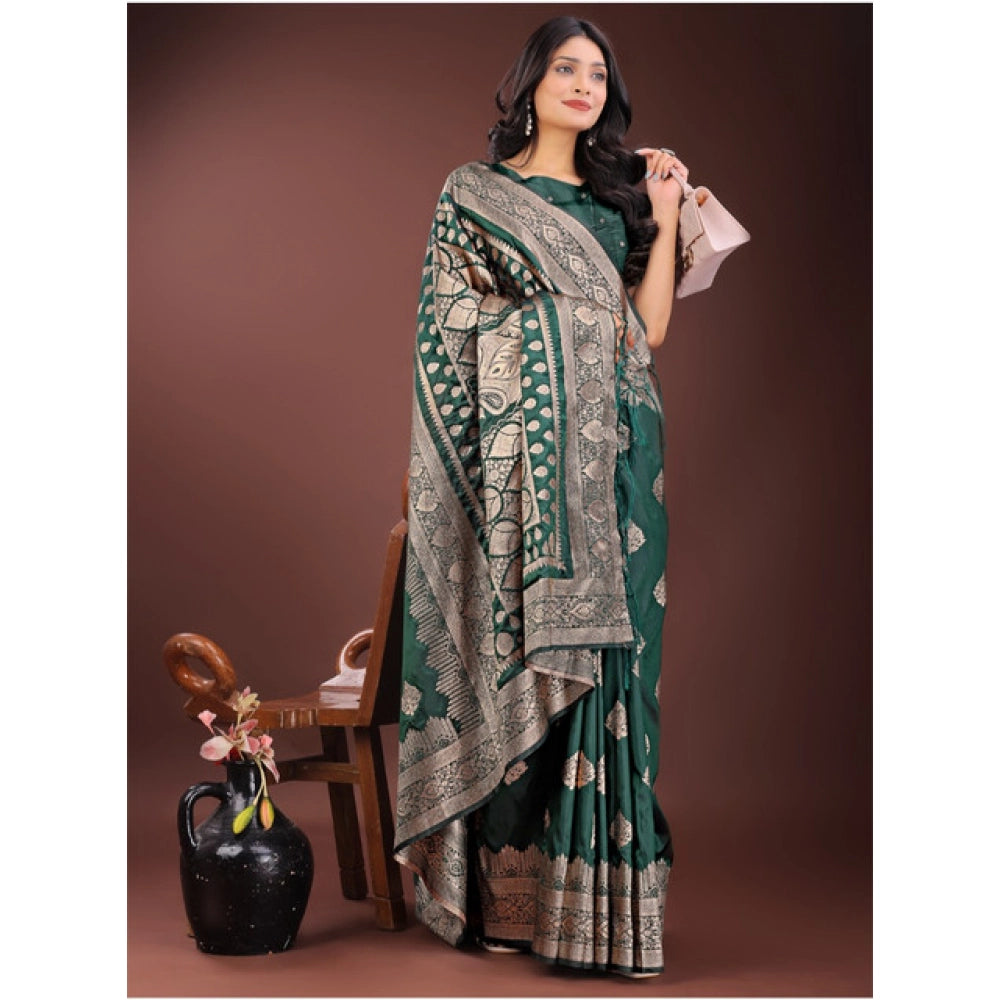Silk Printed Saree With Unstitched Blouse 5.5Mtr (Magenta)