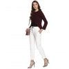 Polyester Diagonal Cut Long Sleeves Blazer (Maroon)