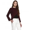 Polyester Diagonal Cut Long Sleeves Blazer (Maroon)