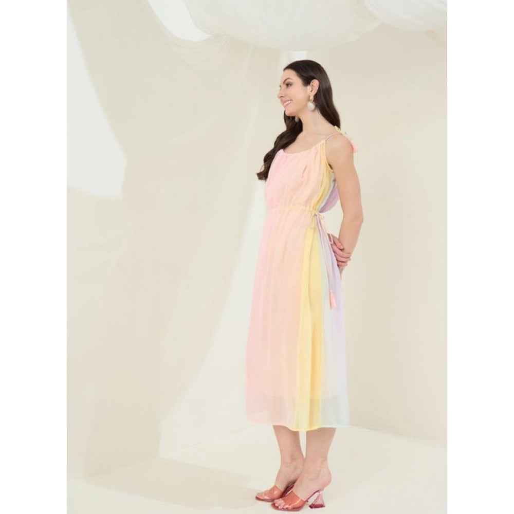 Georgette Ombre Sleeveless Dress (Peach)