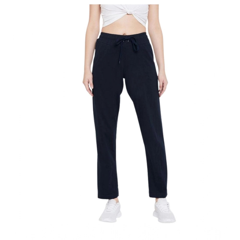 Cotton Solid Elasticated Track Pants (Navy)