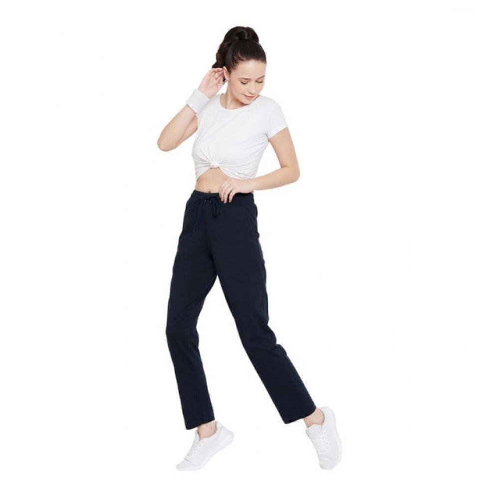 Cotton Solid Elasticated Track Pants (Navy)