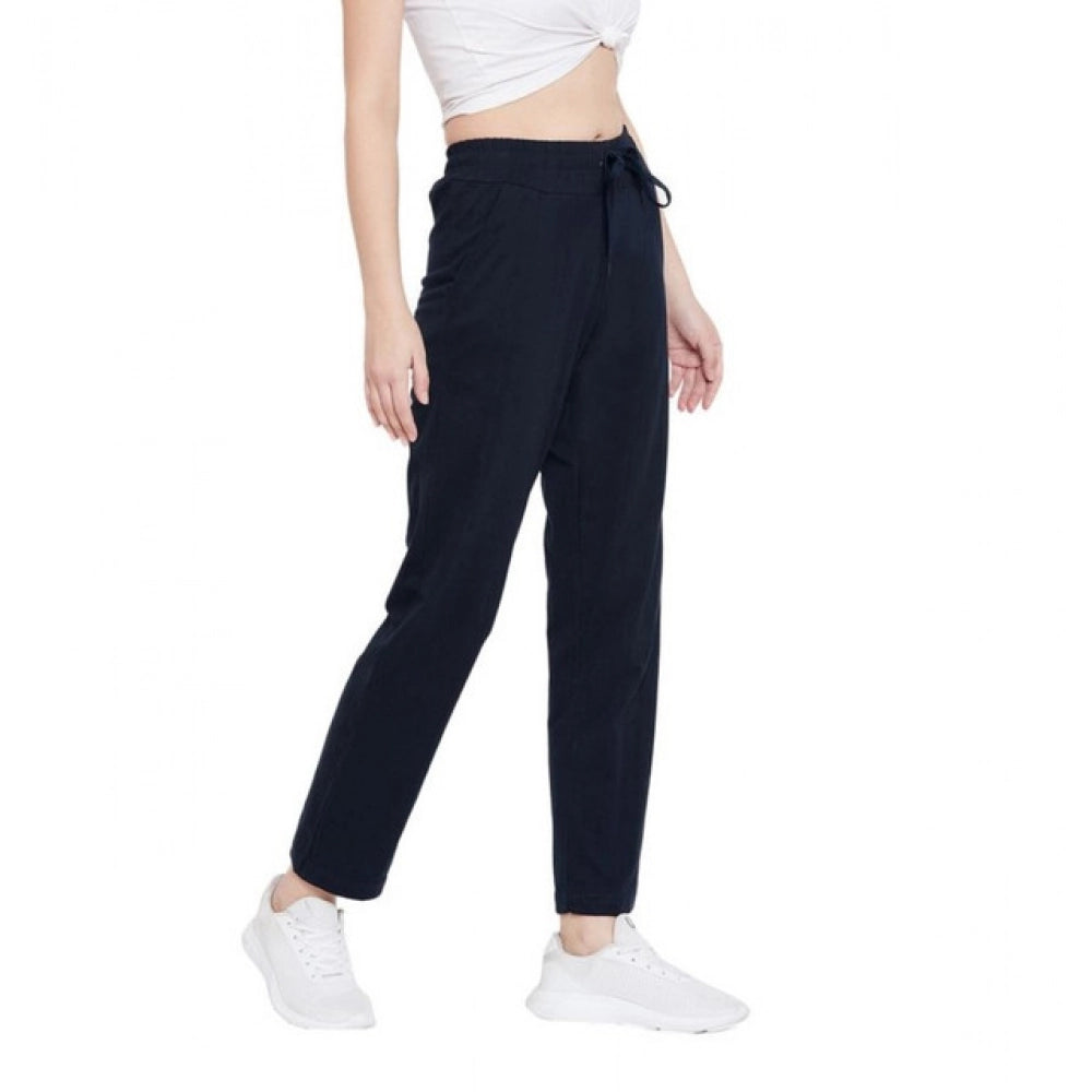Cotton Solid Elasticated Track Pants (Navy)