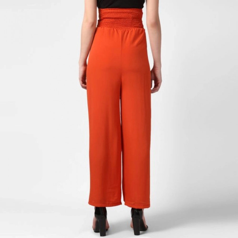 Polyester Solid Smocked Trousers (Yellow)