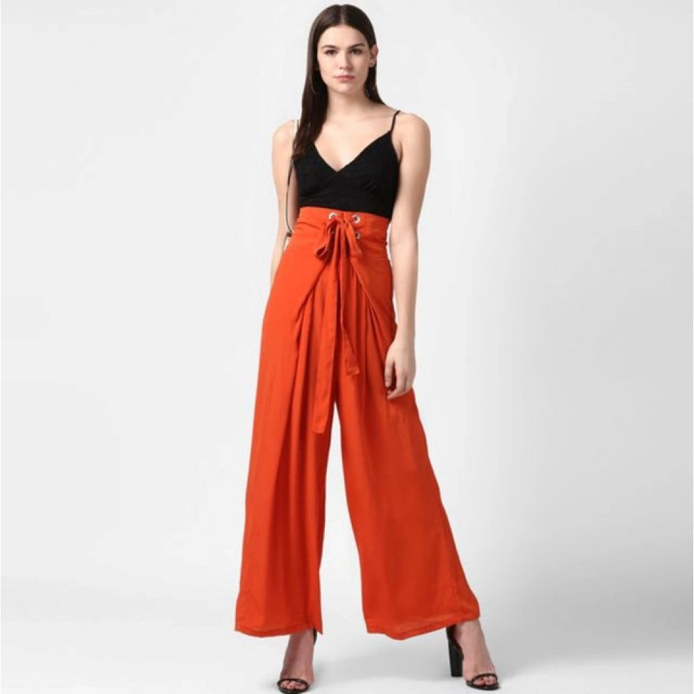 Polyester Solid Smocked Trousers (Yellow)