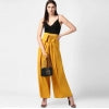 Polyester Solid Smocked Trousers (Yellow)
