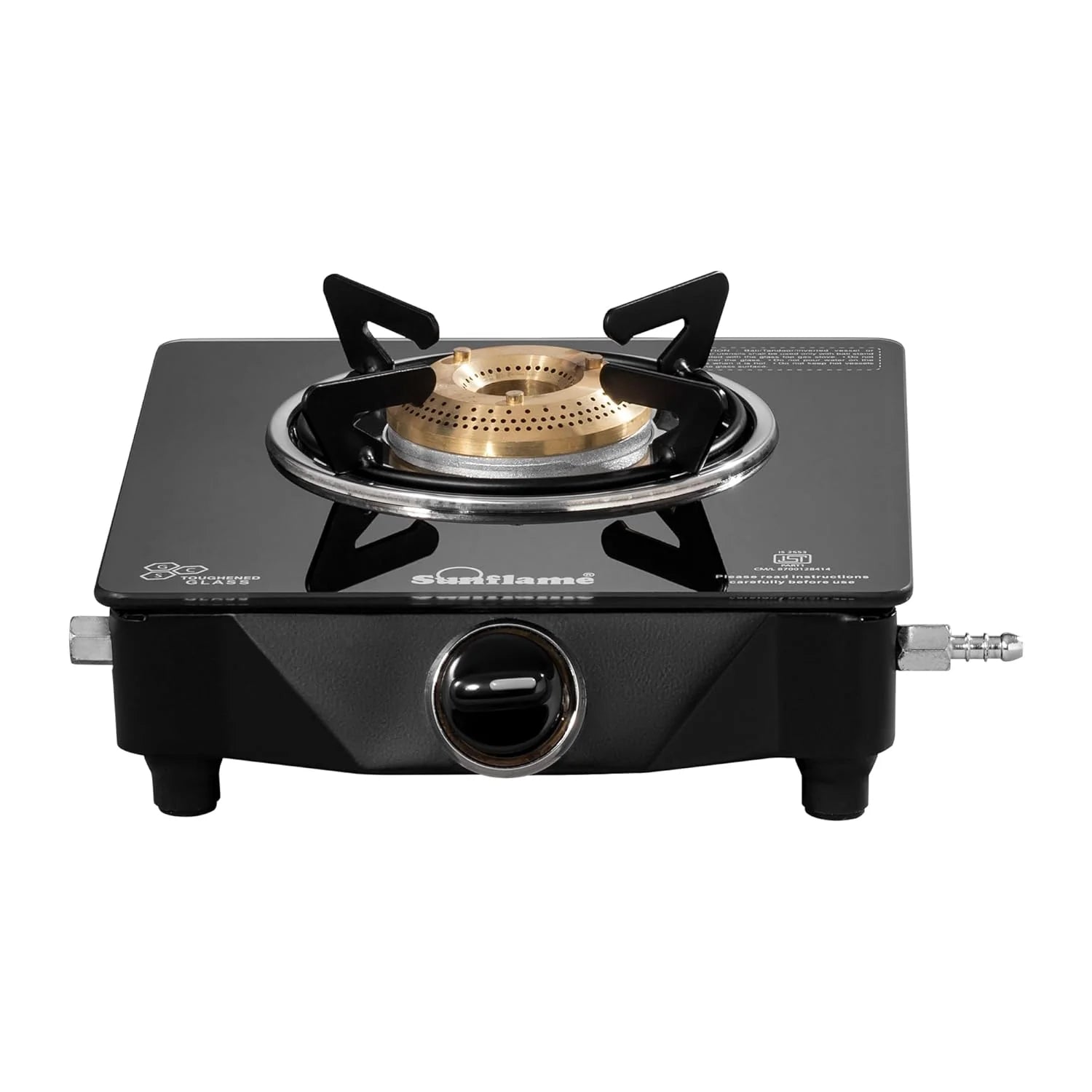 Lifelong Single Burner Glass Manual Gas Stove (LLGS201) - Black : 1 Unit